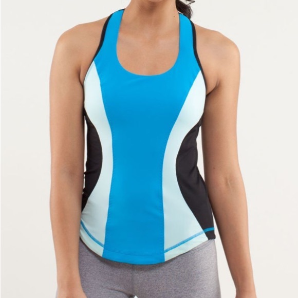 Lululemon Cardio Kick Tank Top, Built in Bra, Shades of Blue & Black, Size Small - Picture 11 of 12